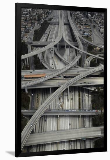 Los Angeles, Aerial of Judge Harry Pregerson Interchange and Highway-David Wall-Framed Premium Photographic Print