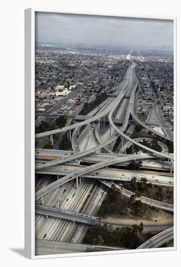 Los Angeles, Aerial of Judge Harry Pregerson Interchange and Highway-David Wall-Framed Photographic Print