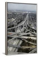 Los Angeles, Aerial of Judge Harry Pregerson Interchange and Highway-David Wall-Framed Photographic Print