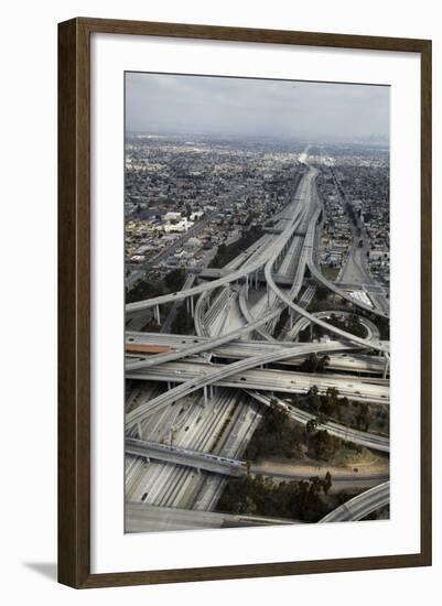 Los Angeles, Aerial of Judge Harry Pregerson Interchange and Highway-David Wall-Framed Photographic Print