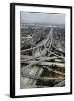 Los Angeles, Aerial of Judge Harry Pregerson Interchange and Highway-David Wall-Framed Photographic Print