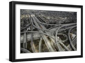 Los Angeles, Aerial of Judge Harry Pregerson Interchange and Highway-David Wall-Framed Photographic Print