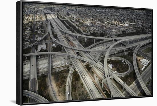 Los Angeles, Aerial of Judge Harry Pregerson Interchange and Highway-David Wall-Framed Photographic Print