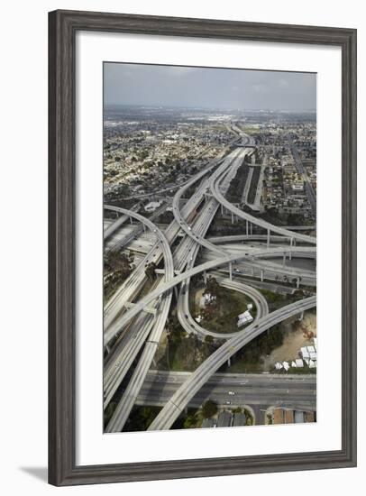 Los Angeles, Aerial of Judge Harry Pregerson Interchange and Highway-David Wall-Framed Photographic Print