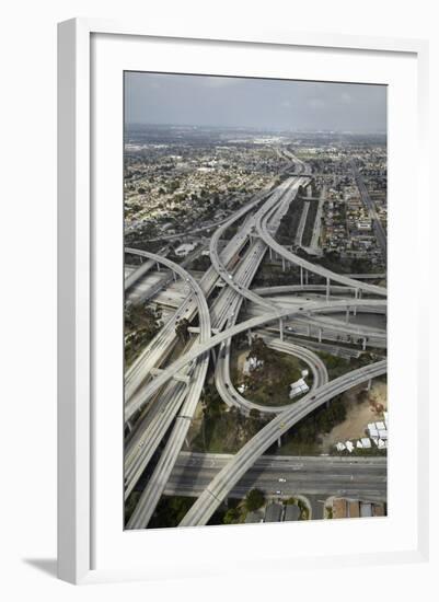 Los Angeles, Aerial of Judge Harry Pregerson Interchange and Highway-David Wall-Framed Photographic Print