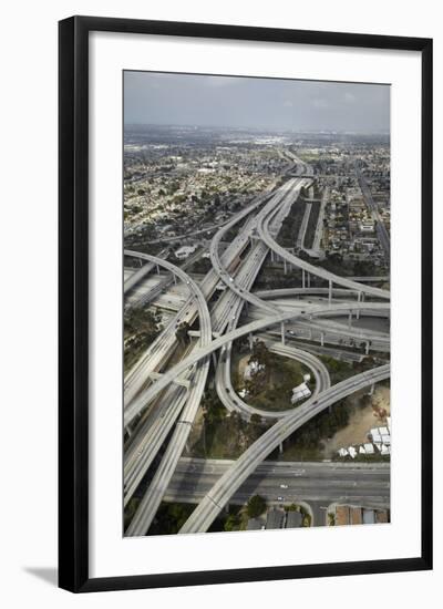 Los Angeles, Aerial of Judge Harry Pregerson Interchange and Highway-David Wall-Framed Photographic Print