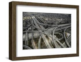 Los Angeles, Aerial of Judge Harry Pregerson Interchange and Highway-David Wall-Framed Photographic Print