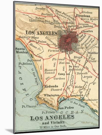 Los Angeles and Vicinity (C. 1900), from the 10th Edition of Encyclopaedia Britannica, Maps-Encyclopaedia Britannica-Mounted Art Print