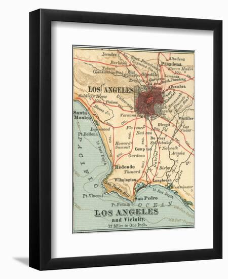 Los Angeles and Vicinity (C. 1900), from the 10th Edition of Encyclopaedia Britannica, Maps-Encyclopaedia Britannica-Framed Art Print