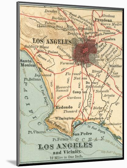 Los Angeles and Vicinity (C. 1900), from the 10th Edition of Encyclopaedia Britannica, Maps-Encyclopaedia Britannica-Mounted Art Print