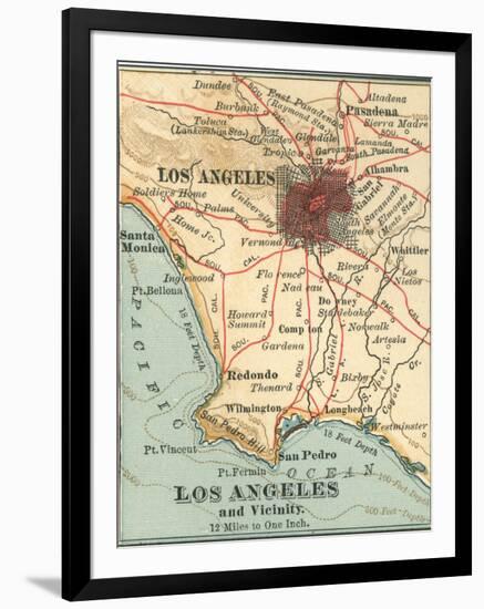 Los Angeles and Vicinity (C. 1900), from the 10th Edition of Encyclopaedia Britannica, Maps-Encyclopaedia Britannica-Framed Art Print