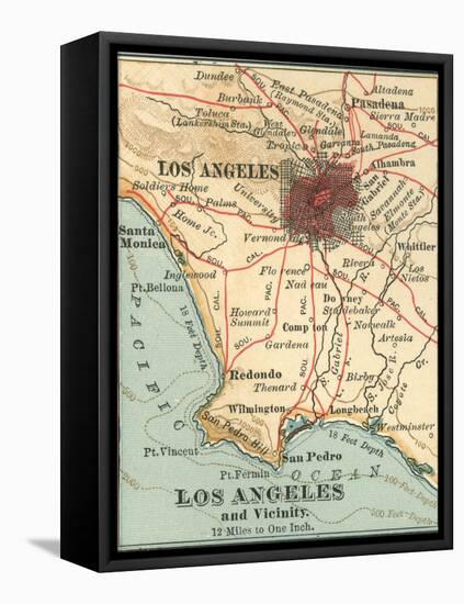 Los Angeles and Vicinity (C. 1900), from the 10th Edition of Encyclopaedia Britannica, Maps-Encyclopaedia Britannica-Framed Stretched Canvas