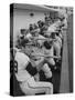 Los Angeles Angels Players Albie Pearson and Bill Moran in Dugout at Stadium During Practice-Ralph Crane-Stretched Canvas