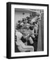 Los Angeles Angels Players Albie Pearson and Bill Moran in Dugout at Stadium During Practice-Ralph Crane-Framed Premium Photographic Print