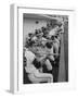 Los Angeles Angels Players Albie Pearson and Bill Moran in Dugout at Stadium During Practice-Ralph Crane-Framed Premium Photographic Print