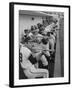 Los Angeles Angels Players Albie Pearson and Bill Moran in Dugout at Stadium During Practice-Ralph Crane-Framed Premium Photographic Print