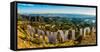 Los Angeles as seen from Mount Lee & through the Hollywood Sign, Hollywood Hills, California, USA-Mark A Johnson-Framed Stretched Canvas