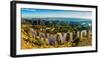 Los Angeles as seen from Mount Lee & through the Hollywood Sign, Hollywood Hills, California, USA-Mark A Johnson-Framed Photographic Print