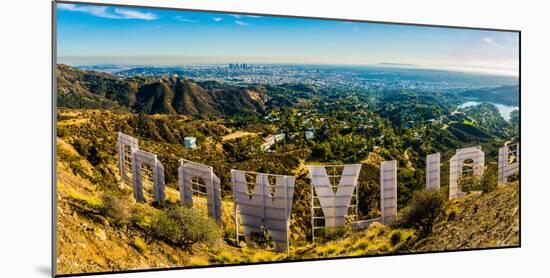 Los Angeles as seen from Mount Lee & through the Hollywood Sign, Hollywood Hills, California, USA-Mark A Johnson-Mounted Photographic Print