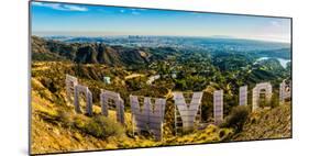 Los Angeles as seen from Mount Lee & through the Hollywood Sign, Hollywood Hills, California, USA-Mark A Johnson-Mounted Photographic Print