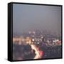 Los Angeles at Night with Road Traffic-Myan Soffia-Framed Stretched Canvas