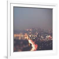 Los Angeles at Night with Road Traffic-Myan Soffia-Framed Photographic Print