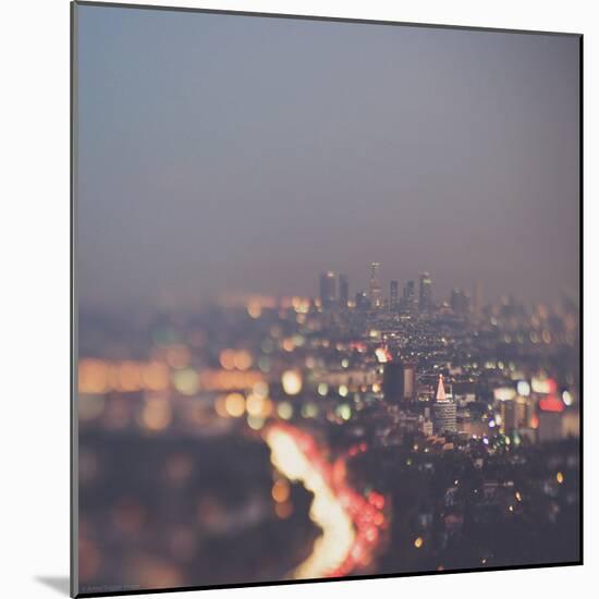 Los Angeles at Night with Road Traffic-Myan Soffia-Mounted Photographic Print