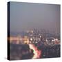 Los Angeles at Night with Road Traffic-Myan Soffia-Stretched Canvas