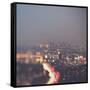 Los Angeles at Night with Road Traffic-Myan Soffia-Framed Stretched Canvas