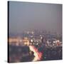 Los Angeles at Night with Road Traffic-Myan Soffia-Stretched Canvas