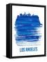 Los Angeles Brush Stroke Skyline - Blue-NaxArt-Framed Stretched Canvas