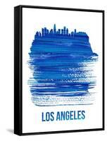 Los Angeles Brush Stroke Skyline - Blue-NaxArt-Framed Stretched Canvas