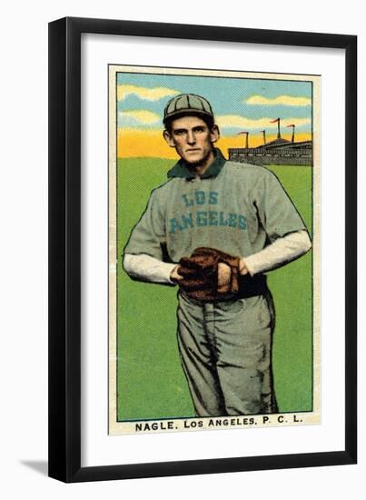 Los Angeles, CA, Los Angeles Pacific Coast League, Nagle, Baseball Card-Lantern Press-Framed Art Print