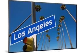 Los Angeles CA Road Sign-null-Mounted Art Print