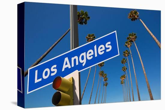 Los Angeles CA Road Sign-null-Stretched Canvas