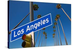 Los Angeles CA Road Sign-null-Stretched Canvas