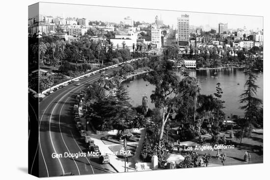 Los Angeles, California - Aerial View of Gen Douglas Mac Arthur Park-Lantern Press-Stretched Canvas