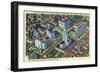 Los Angeles, California - Aerial View of the Civic Center and Buildings-Lantern Press-Framed Art Print