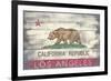 Los Angeles, California - Barnwood State Flag-Lantern Press-Framed Art Print