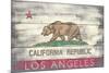 Los Angeles, California - Barnwood State Flag-Lantern Press-Mounted Art Print