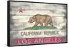 Los Angeles, California - Barnwood State Flag-Lantern Press-Framed Stretched Canvas