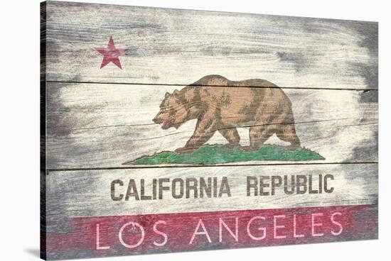 Los Angeles, California - Barnwood State Flag-Lantern Press-Stretched Canvas