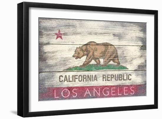 Los Angeles, California - Barnwood State Flag-Lantern Press-Framed Art Print