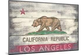 Los Angeles, California - Barnwood State Flag-Lantern Press-Mounted Art Print