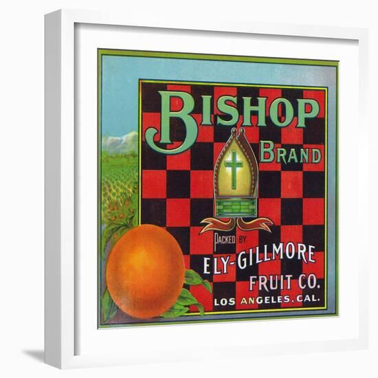 Los Angeles, California, Bishop Brand Citrus Label-Lantern Press-Framed Art Print