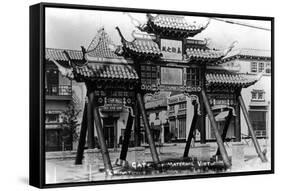 Los Angeles, California - Chinatown; Gate of Maternal Virtue on Broadway-Lantern Press-Framed Stretched Canvas