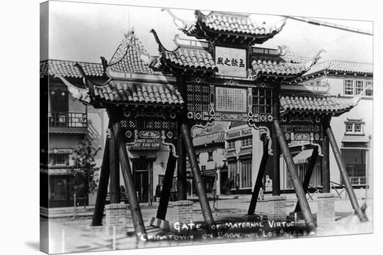 Los Angeles, California - Chinatown; Gate of Maternal Virtue on Broadway-Lantern Press-Stretched Canvas