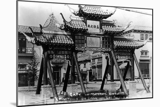 Los Angeles, California - Chinatown; Gate of Maternal Virtue on Broadway-Lantern Press-Mounted Art Print