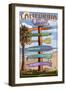 Los Angeles, California - Destination Sign-Lantern Press-Framed Art Print