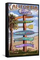 Los Angeles, California - Destination Sign-Lantern Press-Framed Stretched Canvas